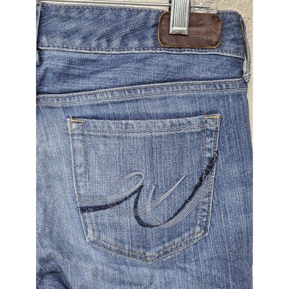 Y2K Express Low Rise Flare Womens Sz 4 Long Denim Jeans Preppy Normcore - Picture 5 of 14